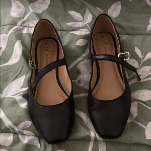 Time and Tru Black Strap Flats